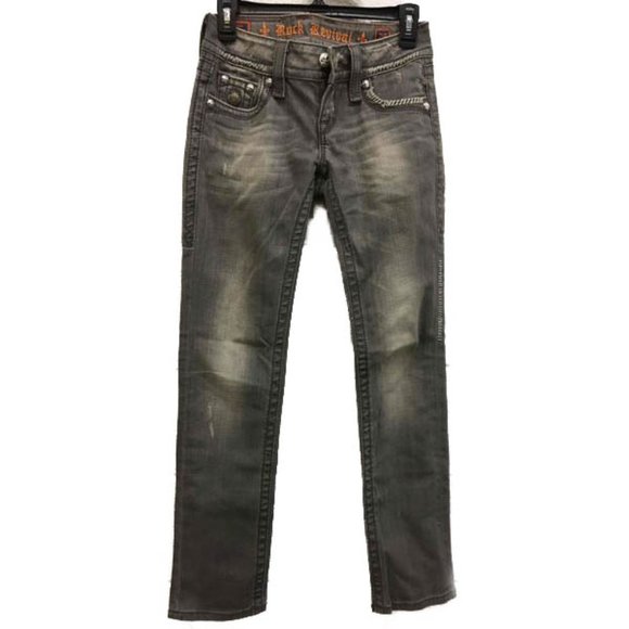 Rock Revival Celine Straight Gray Denim Jeans 25 - Picture 1 of 6
